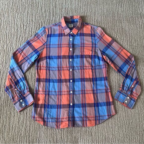 J. Crew Blue and Orange Buttons Down Shirt - Picture 1 of 5